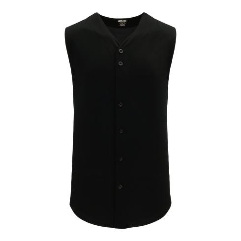 Athletic Knit Full Button Sleeveless Baseball Jersey (BA1812), Color '001 Black'